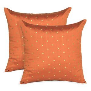 Riara Cushion Cover Art Silk Polka Dot Zipper Soft and Comfortable Pillow Case.